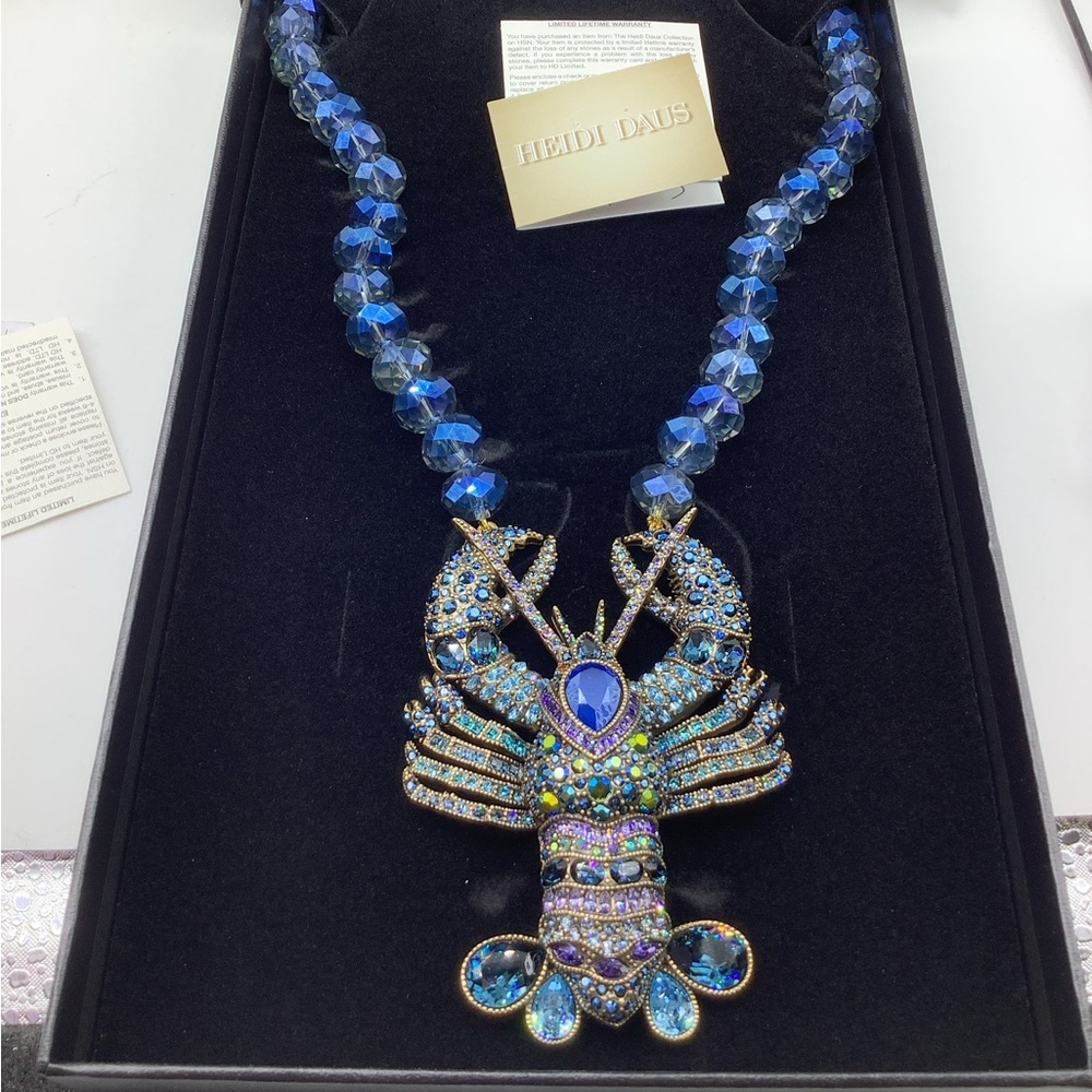 NWT $320 HEIDI DAUS *Shellfishly Stunning* Crystal Lobster Pendant Necklace